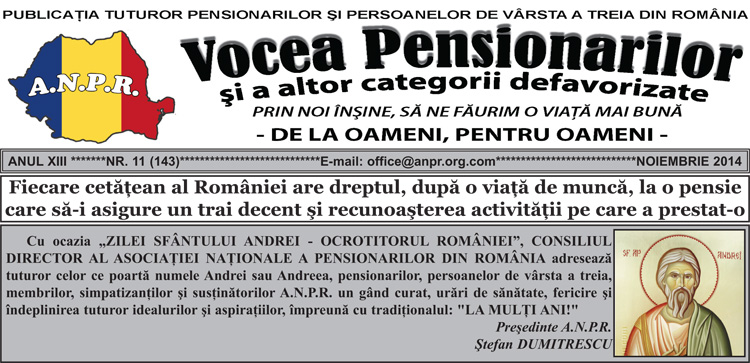Ziar Vocea Pensionarilor Noiembrie 2014