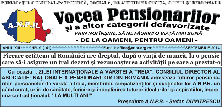 Ziarul Vocea Pensionarilor septembrie 2014